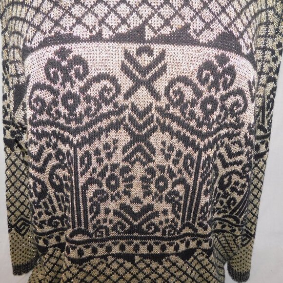 Vintage Separate Scene Womens L Black Gold Metallic Pullover Knit Sweater Retro - Picture 7 of 16